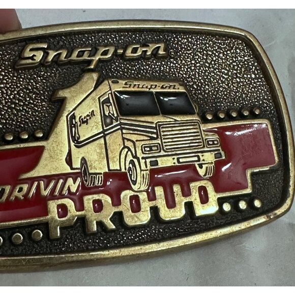 Snap-On  Drivin Proud 1989 Limited Edition Solid Brass Belt Buckle - Picture 3 of 6